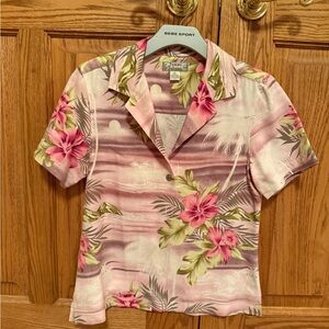 Tommy Bahama Pink and Brown Floral Shirt